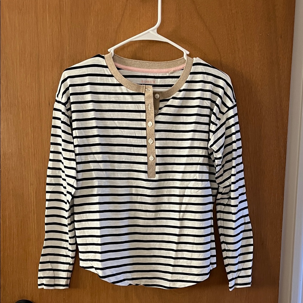 Boden Women’s Striped Metallic Trim Top